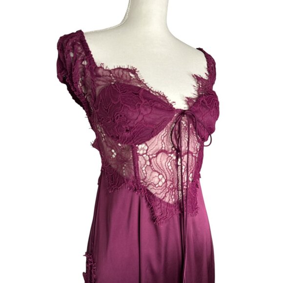 For Love & Lemons Casey Maxi Dress in Purple Small New Womens Satin Gown - Picture 7 of 16